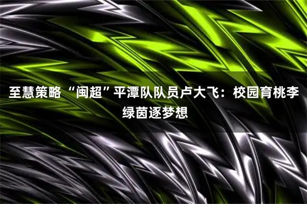 至慧策略 “闽超”平潭队队员卢大飞：校园育桃李 绿茵逐梦想